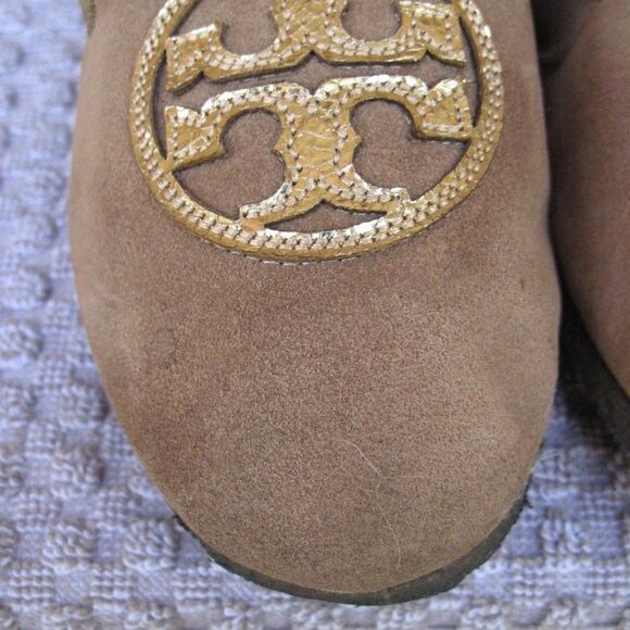 Tory Burch Billy Split Suede Mirror Craquellee Slippers - Picture 4 of 11